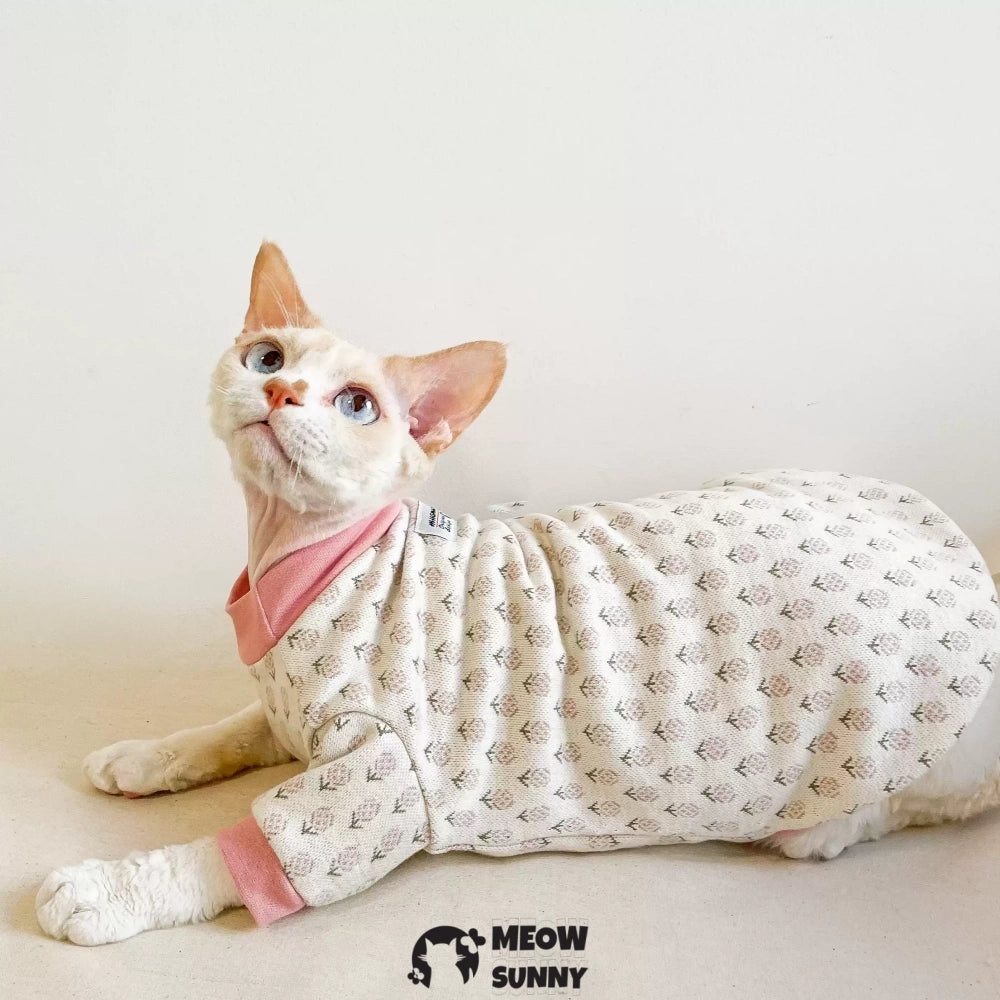 Pink Floral Sweater for Sphynx and Hairless Cat Breeds