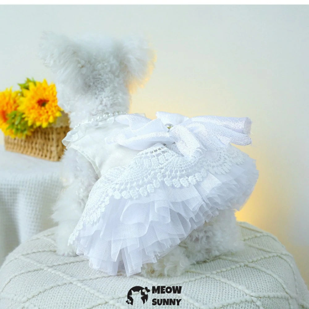 Princess wedding dress pet dog clothes white princess dress