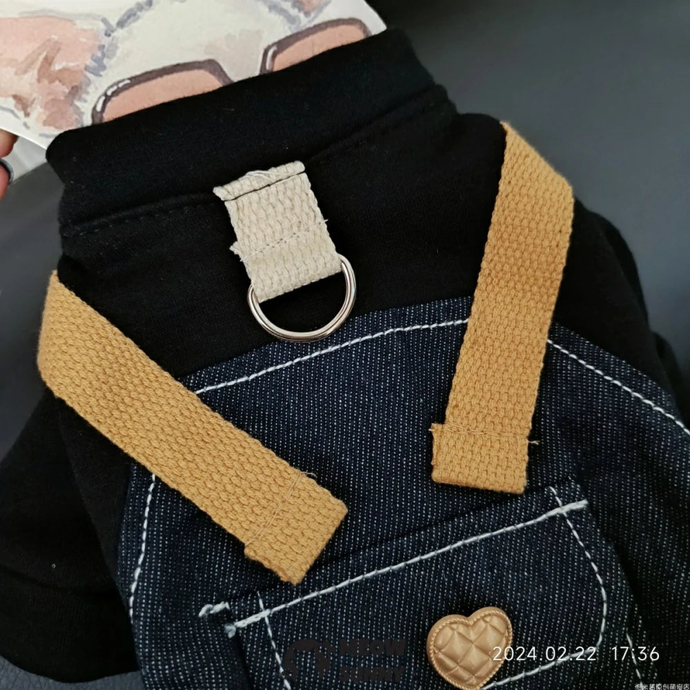 Punk overalls pet dog clothes casual handsome denim four-legged pants