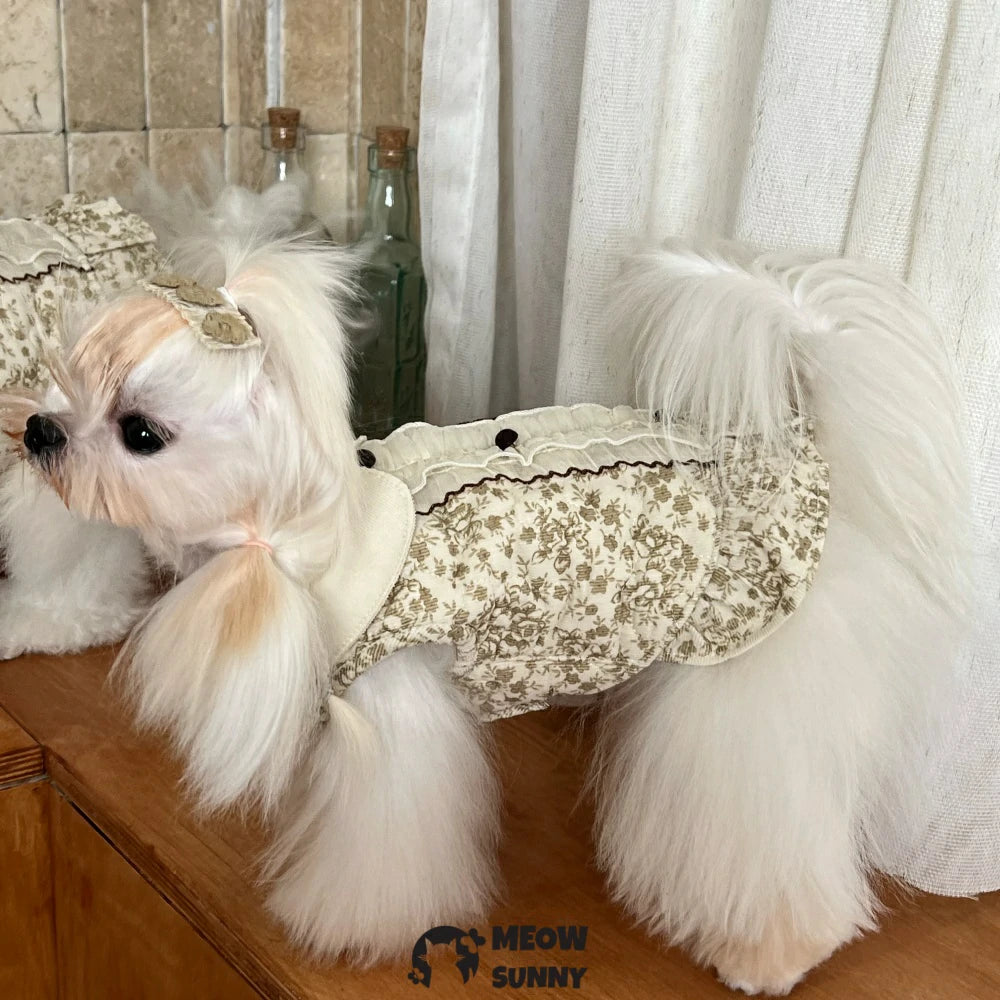 Puppy autumn and winter warm clothes Bichon Frise plus velvet vest traction ring