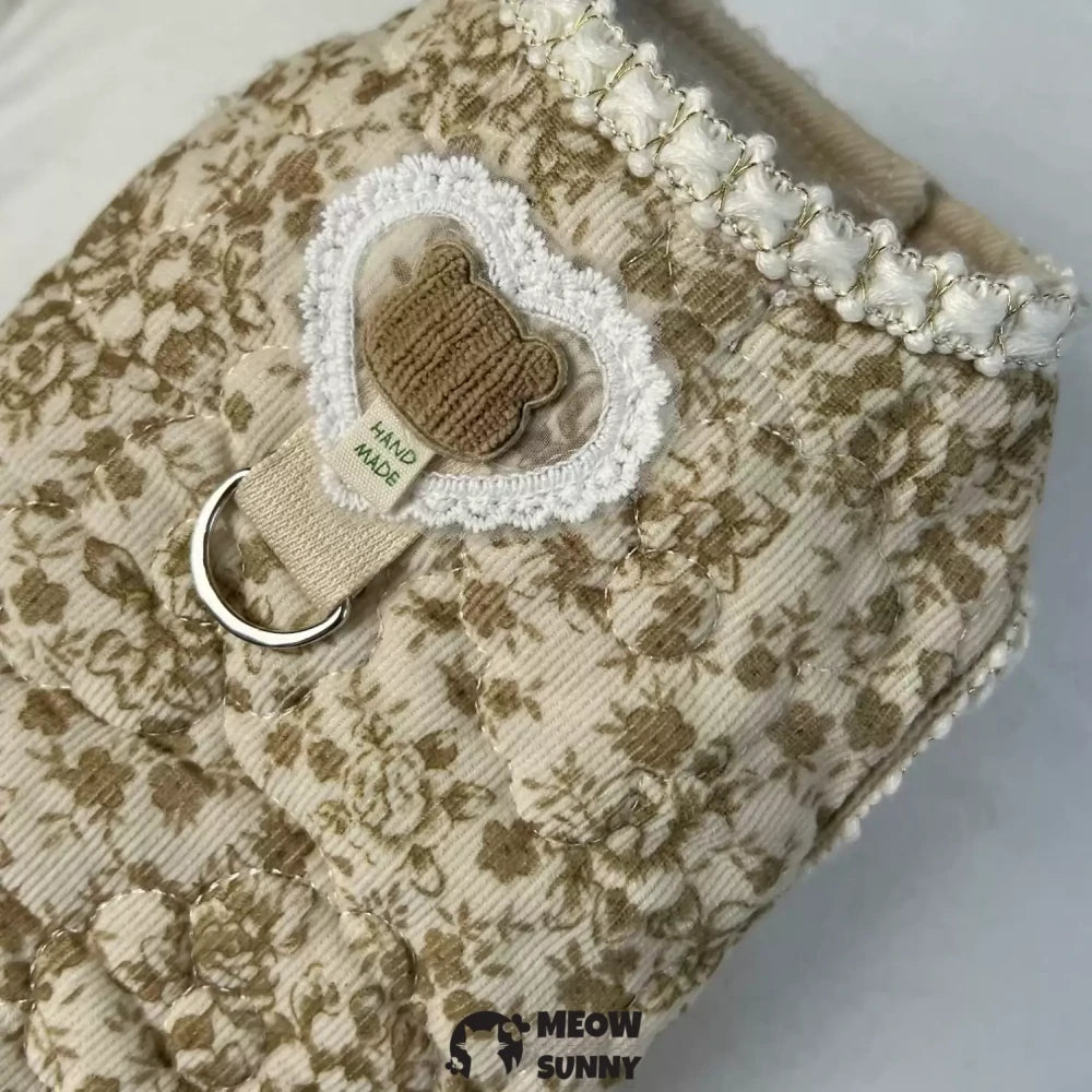 Puppy autumn and winter warm clothes Bichon Frise plus velvet vest traction ring