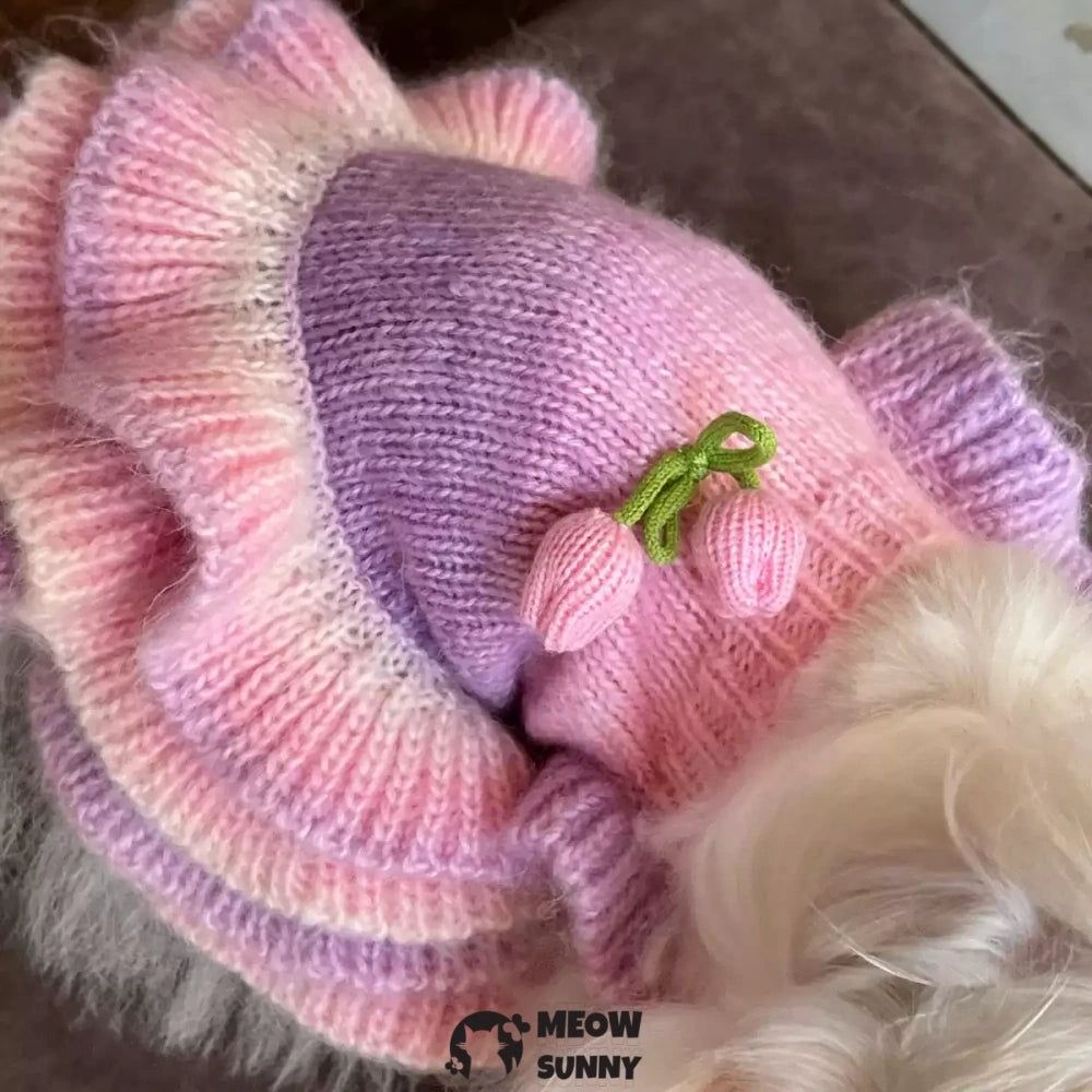Puppy clothes autumn and winter gradient color flower sweater
