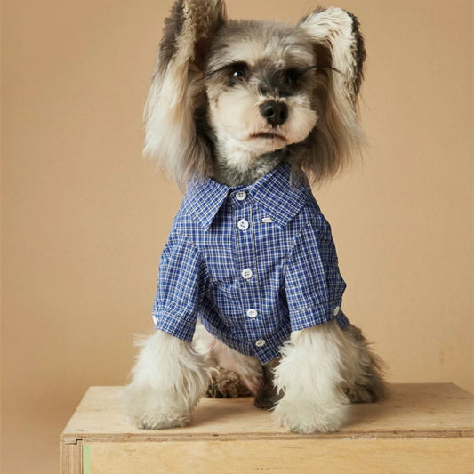Puppy shirt clothes thin plaid shirt