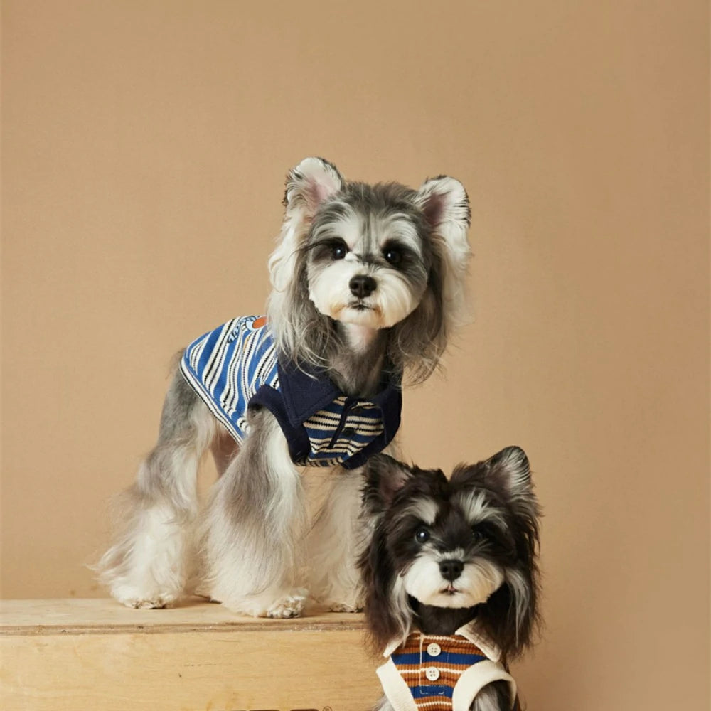 Puppy vest thin striped polo shirt