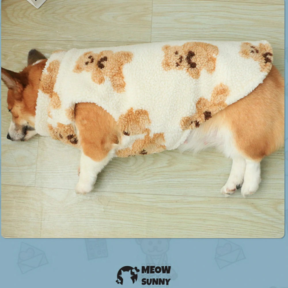 Puppy vest winter bear pattern clothes warm corgi French bulldog vest