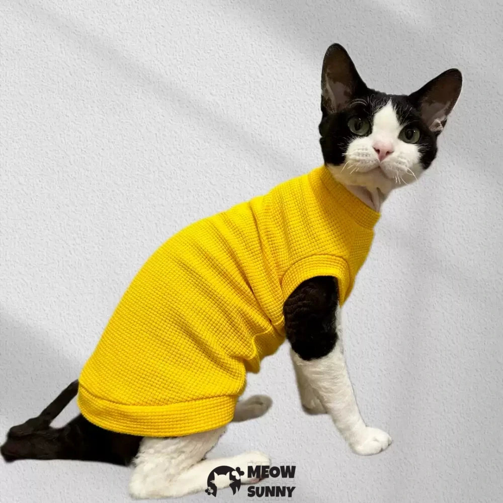 Pure Cotton Waffle Cat Clothes Hairless Cat Pet Short Sleeves