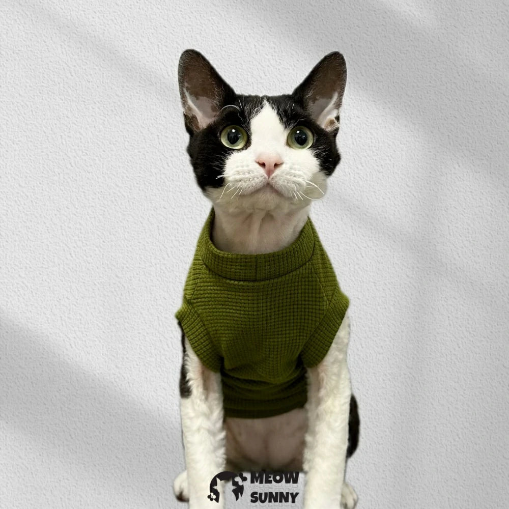 Pure Cotton Waffle Cat Clothes Hairless Cat Pet Short Sleeves