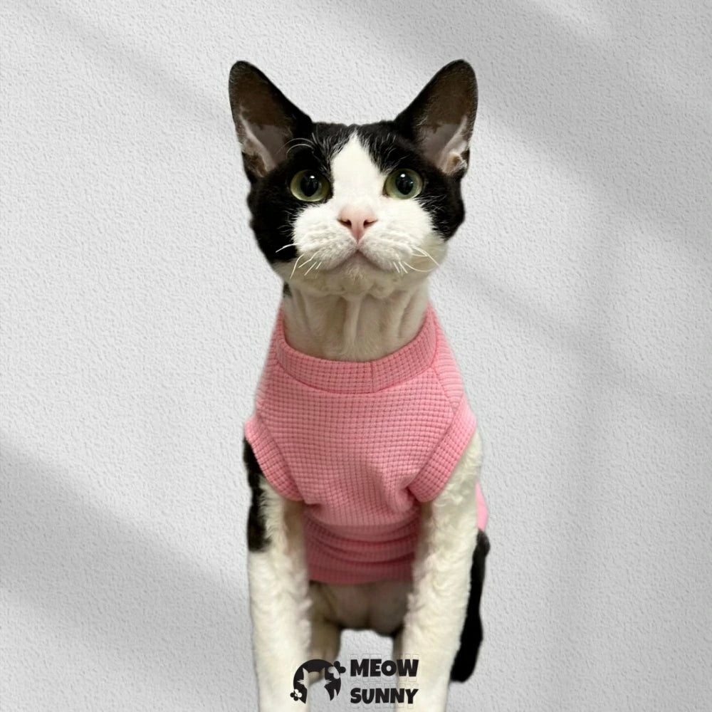 Pure Cotton Waffle Cat Clothes Hairless Cat Pet Short Sleeves