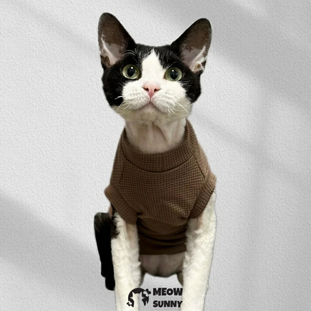 Pure Cotton Waffle Cat Clothes Hairless Cat Pet Short Sleeves