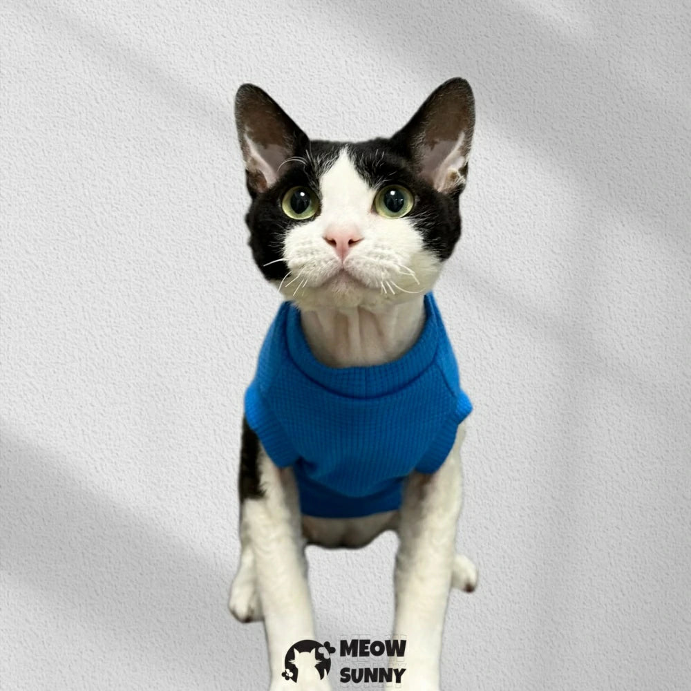 Pure Cotton Waffle Cat Clothes Hairless Cat Pet Short Sleeves