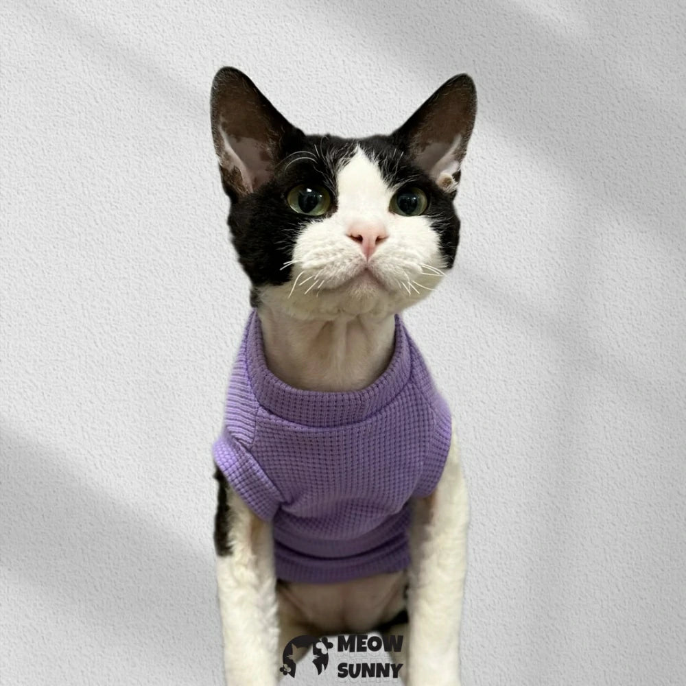 Pure Cotton Waffle Cat Clothes Hairless Cat Pet Short Sleeves