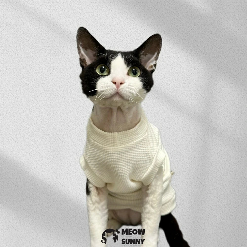 Pure Cotton Waffle Cat Clothes Hairless Cat Pet Short Sleeves
