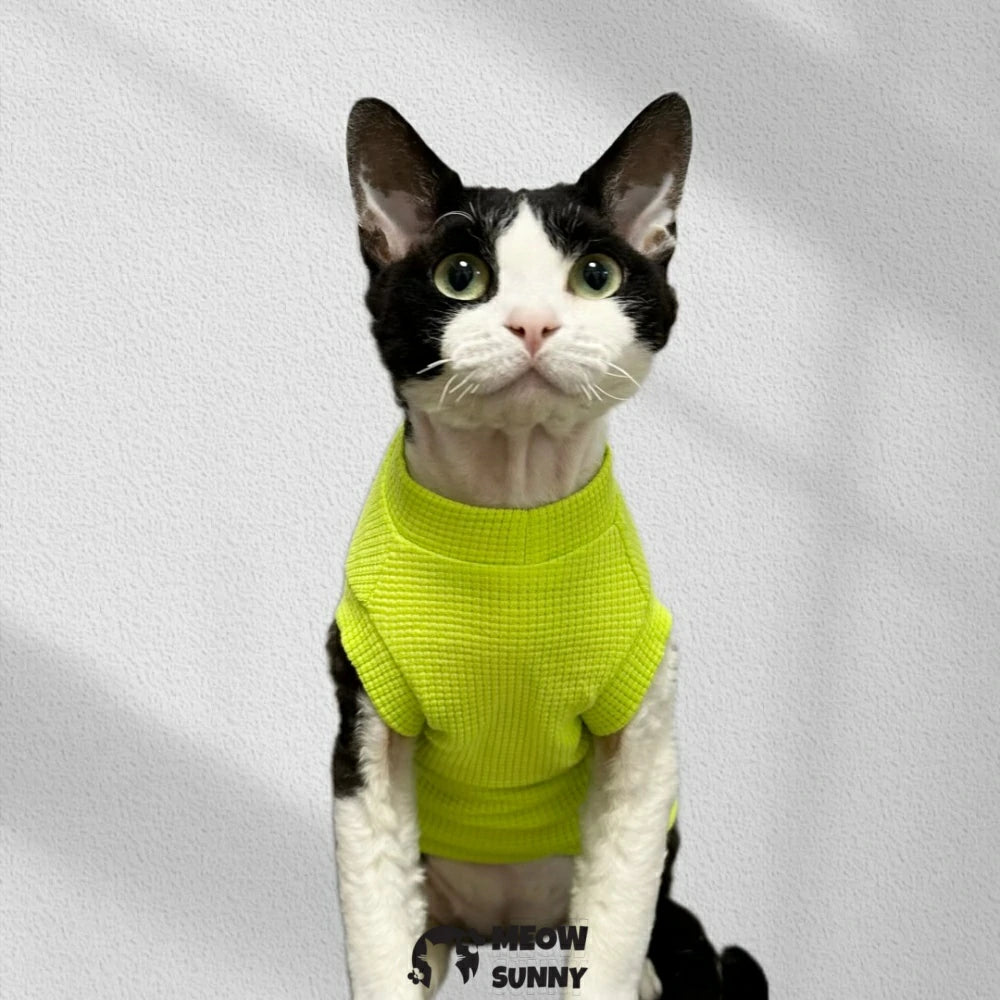 Pure Cotton Waffle Cat Clothes Hairless Cat Pet Short Sleeves