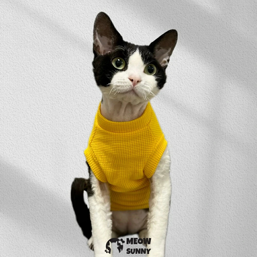 Pure Cotton Waffle Cat Clothes Hairless Cat Pet Short Sleeves