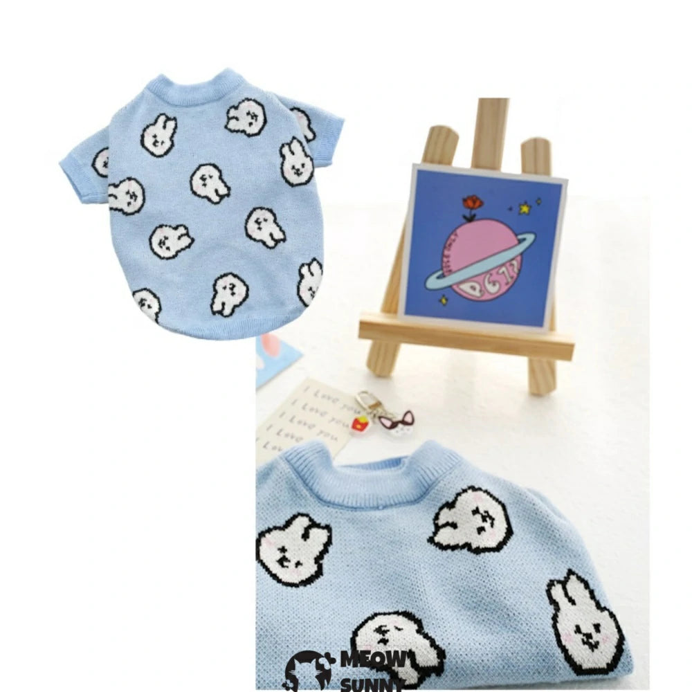 Rabbit pattern pet sweater Teddy French bulldog autumn and winter clothes