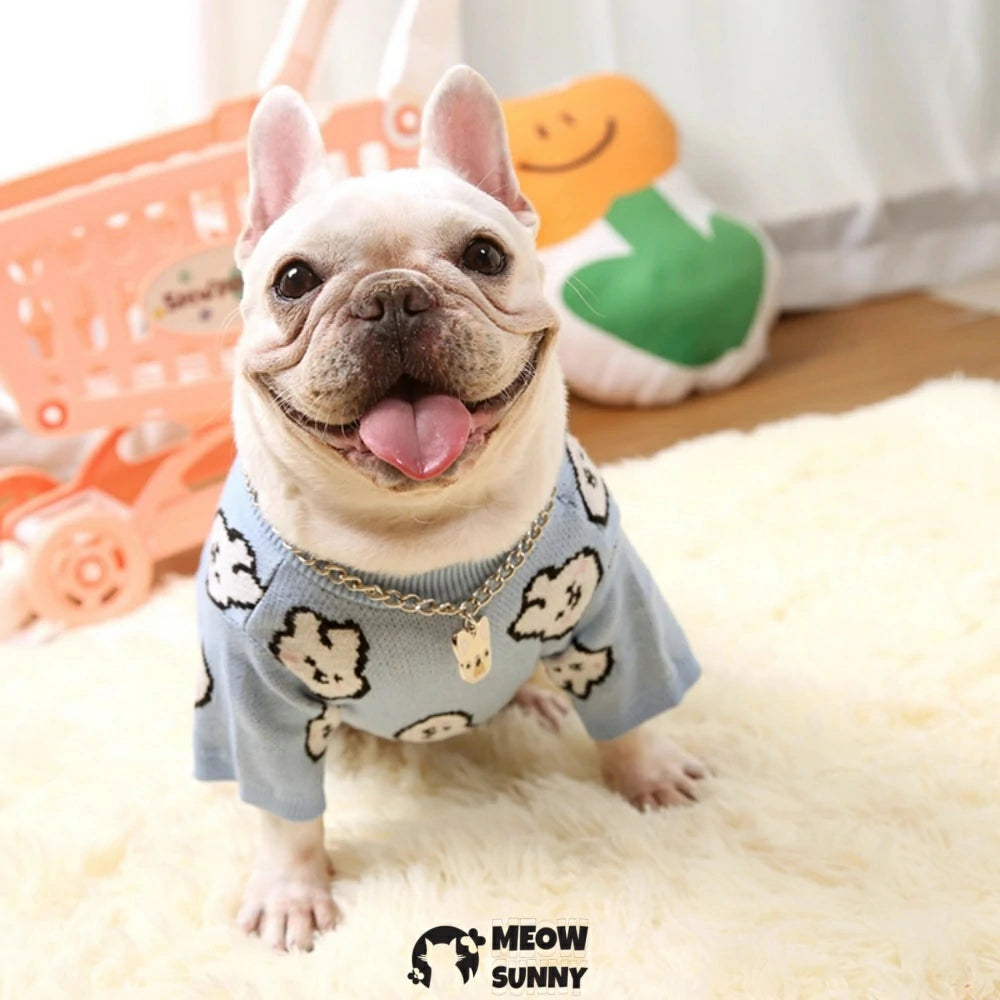 Rabbit pattern pet sweater Teddy French bulldog autumn and winter clothes