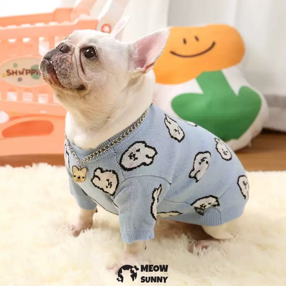 Rabbit pattern pet sweater Teddy French bulldog autumn and winter clothes