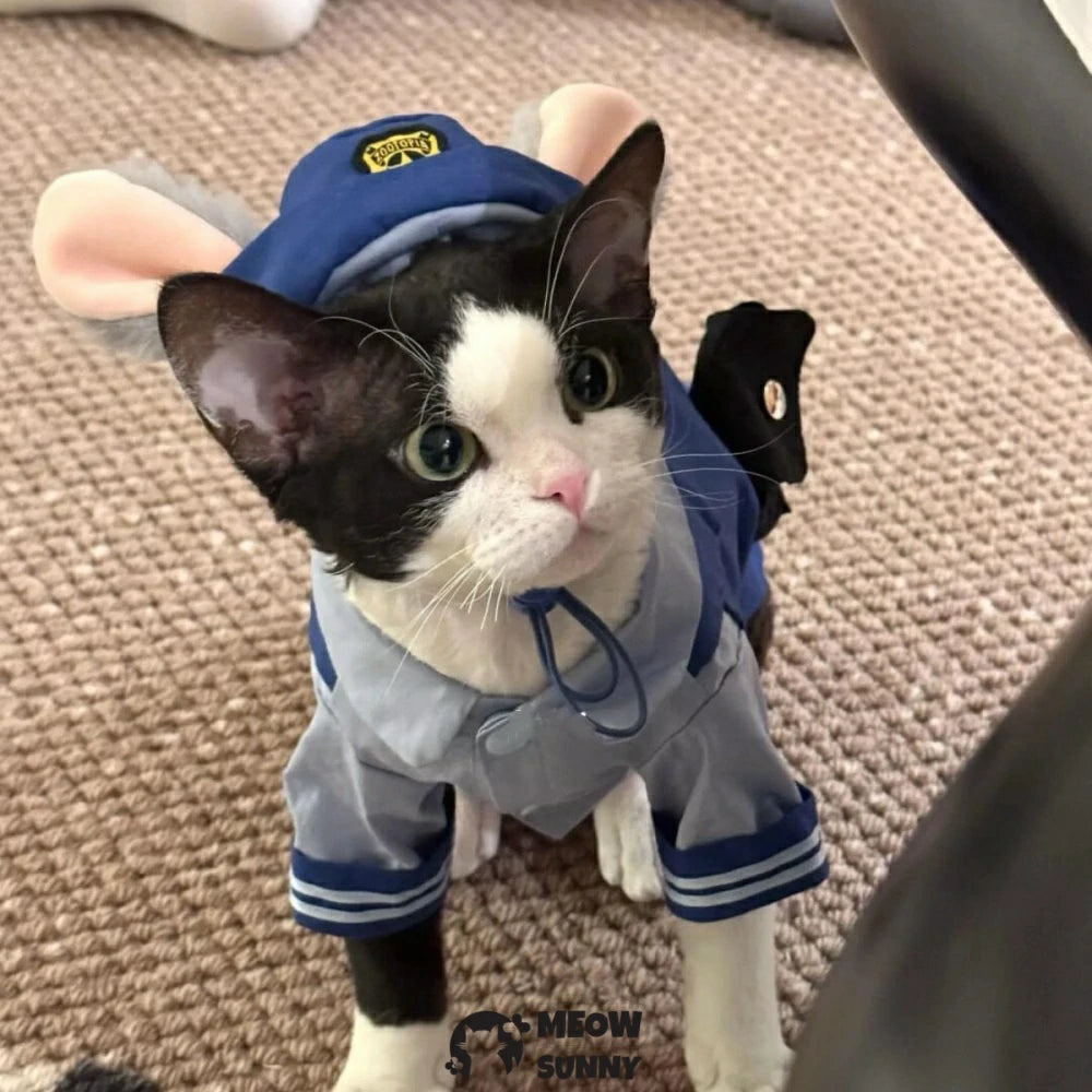 Rabbit police officer cat clothes cute cartoon style cos suit