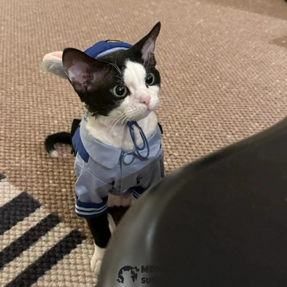 Rabbit police officer cat clothes cute cartoon style cos suit