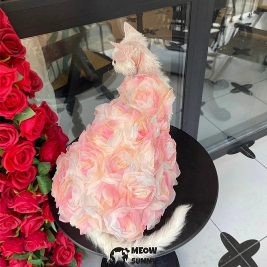 Rose Flowers Wedding Dresses Retro for Kittens Princess Costume