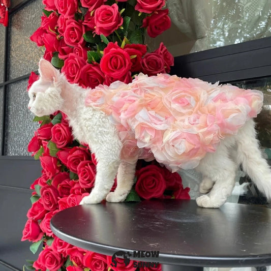 Rose Flowers Wedding Dresses Retro for Kittens Princess Costume