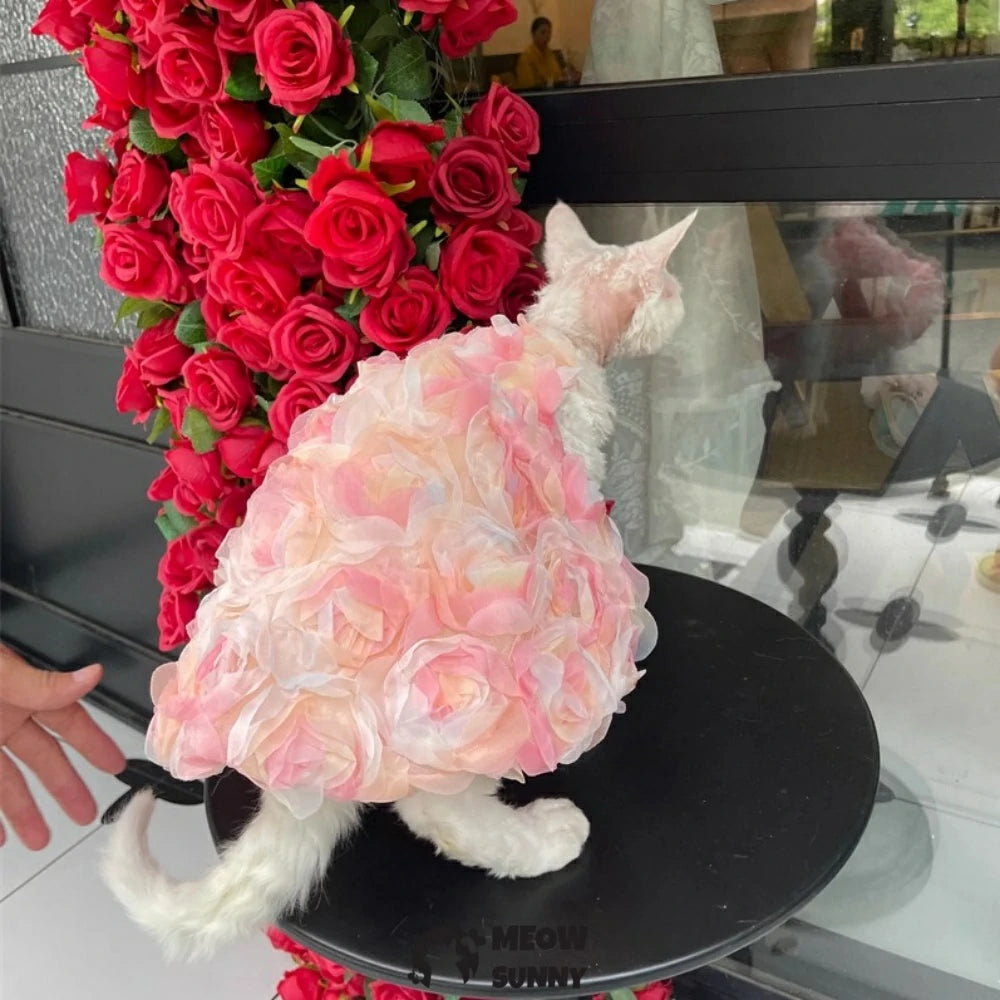 Rose Flowers Wedding Dresses Retro for Kittens Princess Costume
