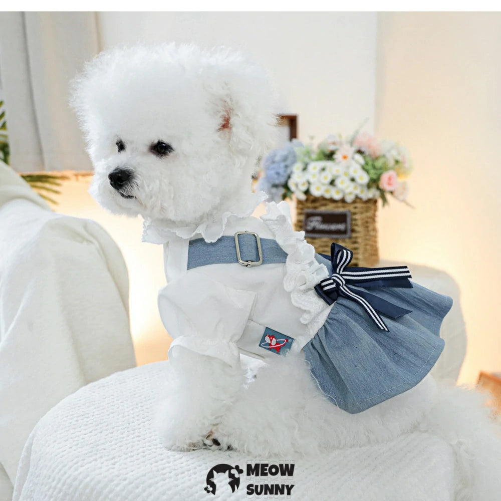 Sea Breeze Holiday Denim Skirt Pet Clothes Dog Princess Skirt