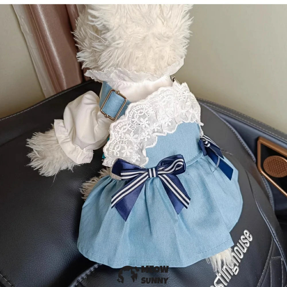 Sea Breeze Holiday Denim Skirt Pet Clothes Dog Princess Skirt