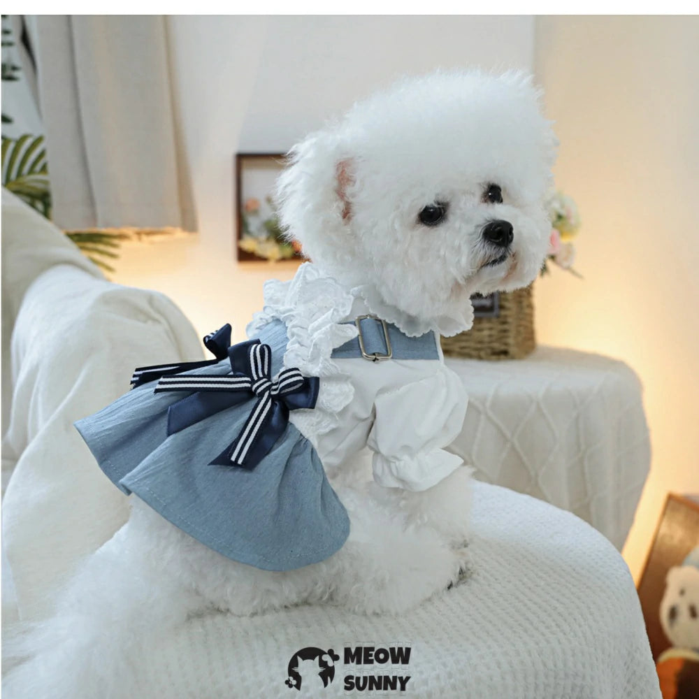 Sea Breeze Holiday Denim Skirt Pet Clothes Dog Princess Skirt