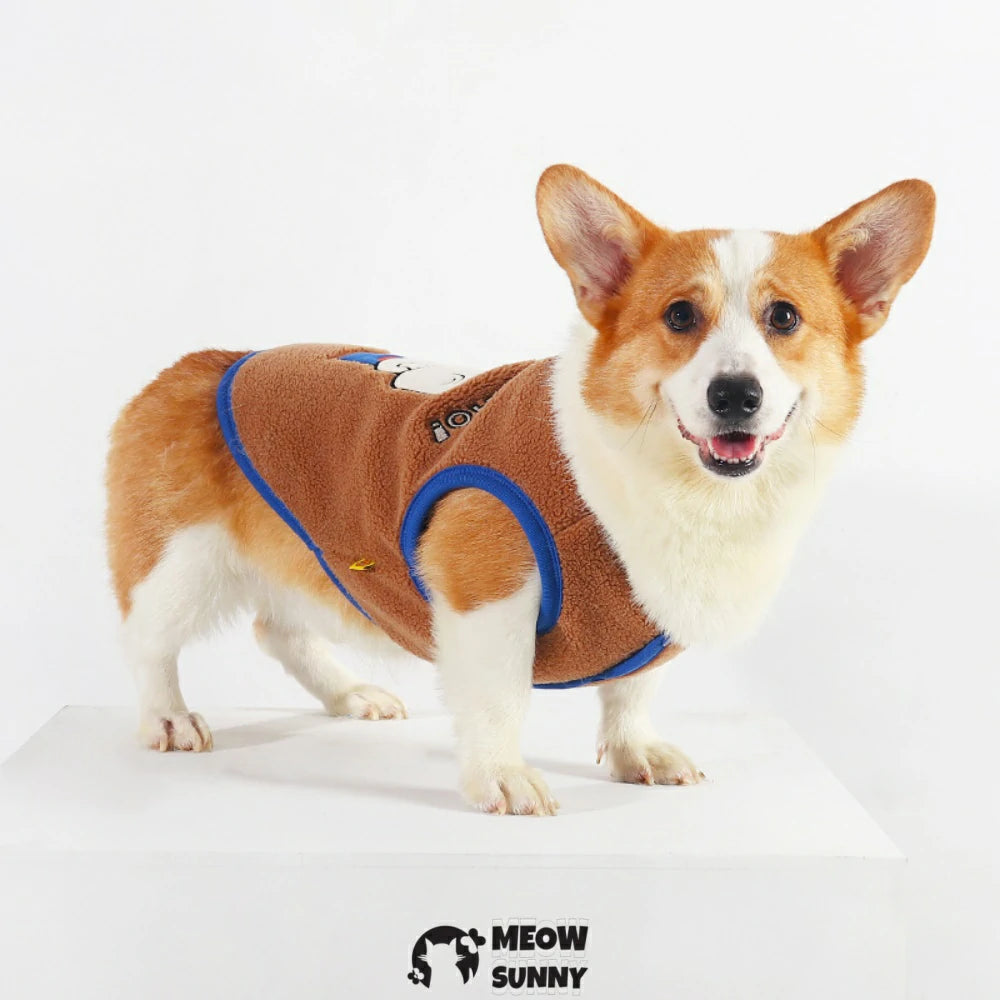 Small and medium-sized dog Schnauzer Corgi clothes plus fleece vest to keep warm
