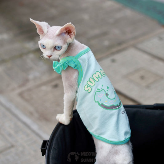 Soft Sphynx Hairless Cats Shirt, Breathable Stretchy Cat Summer Vest