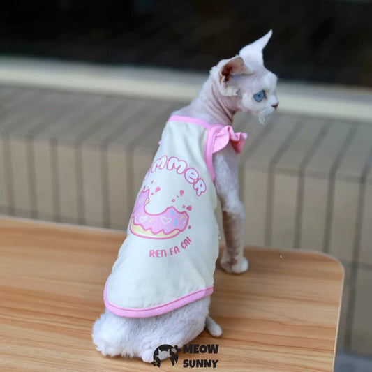 Soft Sphynx Hairless Cats Shirt, Breathable Stretchy Cat Summer Vest
