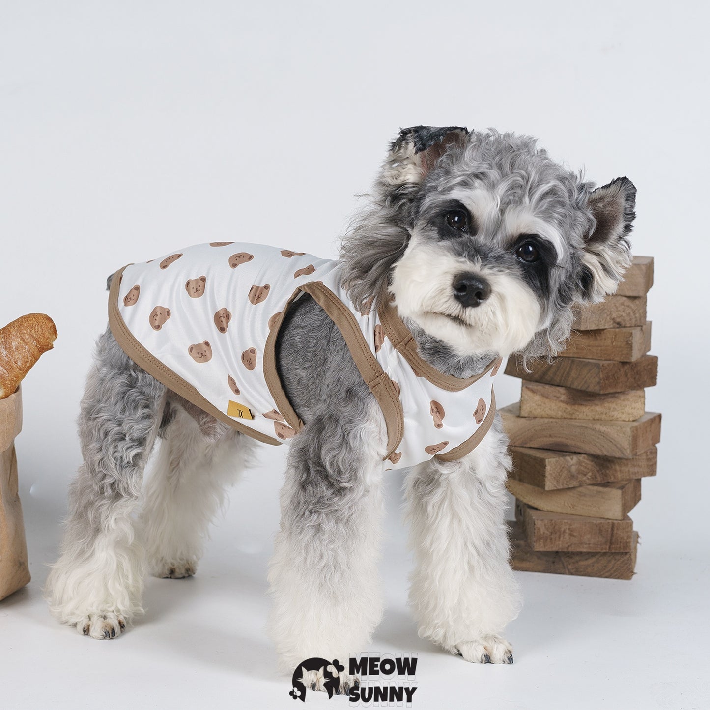 Dog Bear Pattern Shirt Soft Cotton Dog Clothes Summer Stretch T-Shirt
