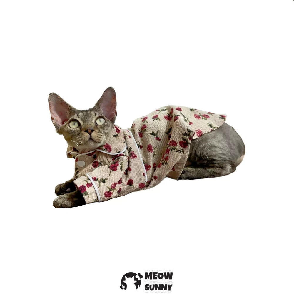 Sphinx Hairless Cat Summer Cool Corduroy Breathable Red Shirt