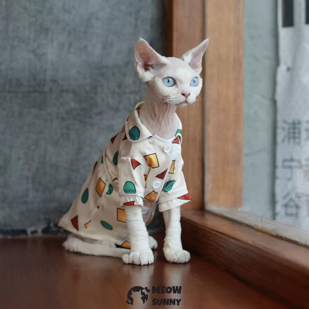 Sphinx hairless cat summer silk cool shirt, Breathable Jumpsuit