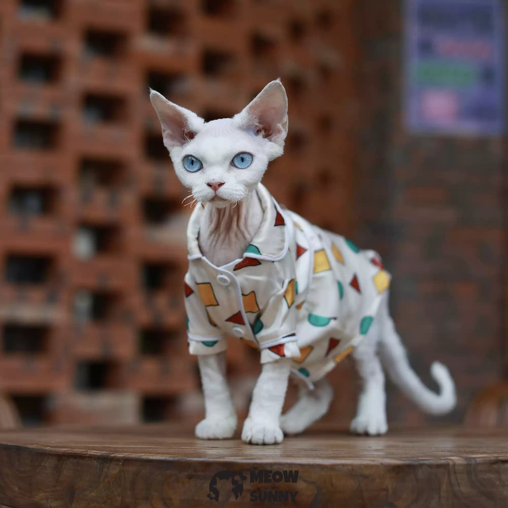 Sphinx hairless cat summer silk cool shirt, Breathable Jumpsuit