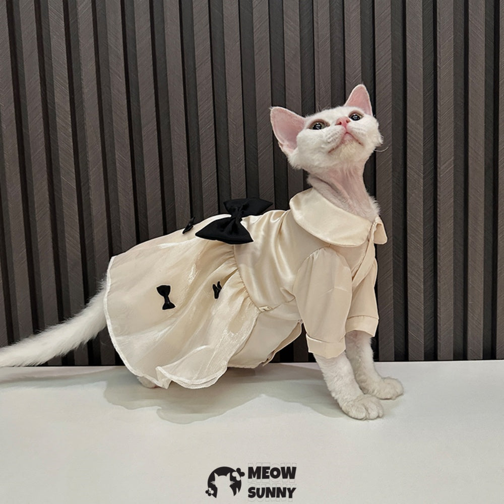 Sphinx hairless cat summer silk cool white dress, Breathable Jumpsuit