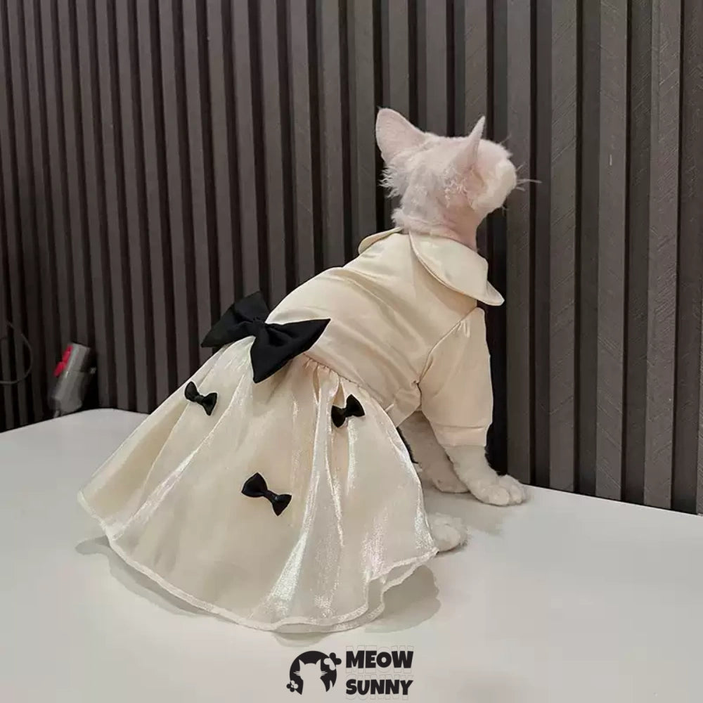 Sphinx hairless cat summer silk cool white dress, Breathable Jumpsuit