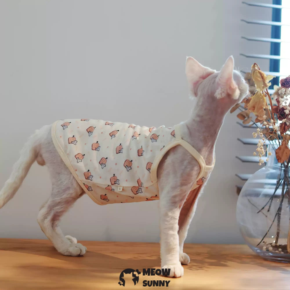 Sphynx Cat Breathable Cat Summer cookie pattern vest