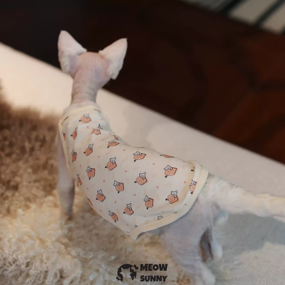Sphynx Cat Breathable Cat Summer cookie pattern vest