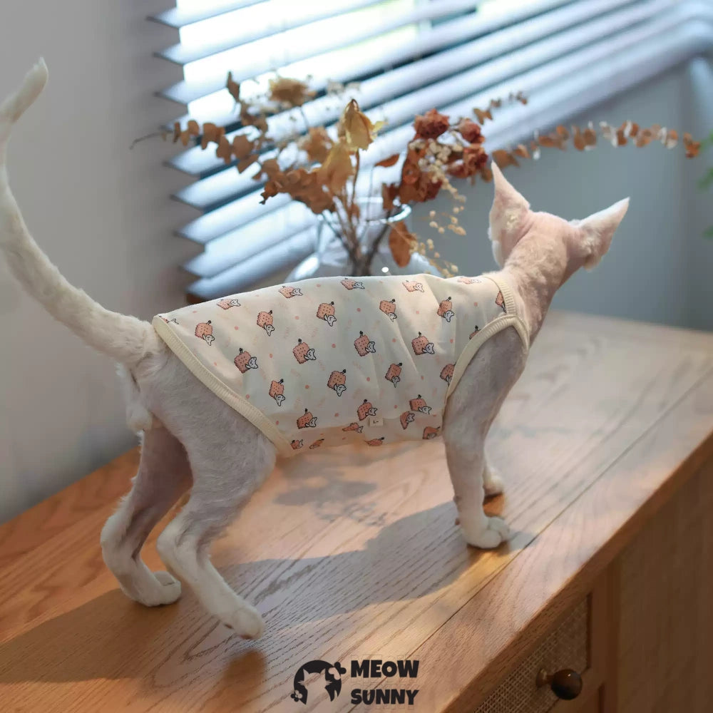 Sphynx Cat Breathable Cat Summer cookie pattern vest