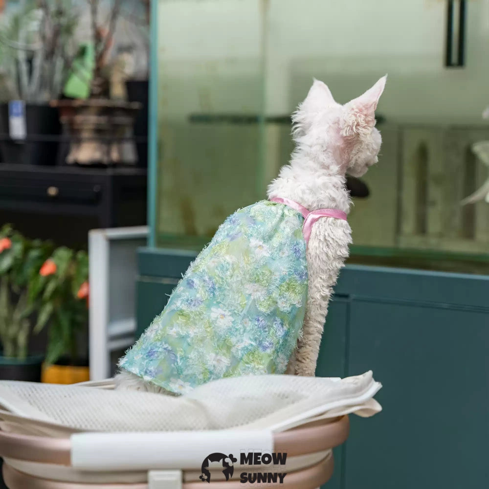 Sphynx Cat Breathable Oil painting flower pattern Cat Summer vest