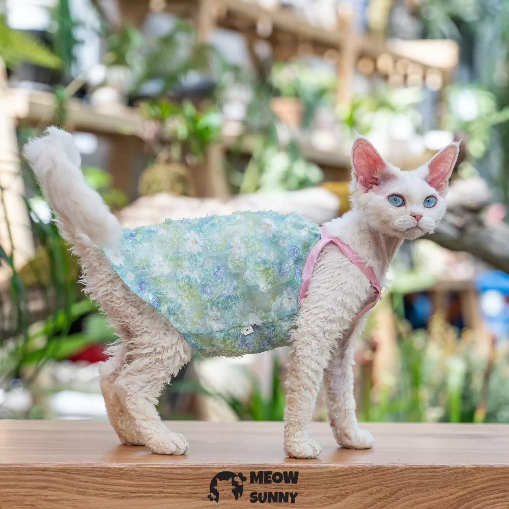 Sphynx Cat Breathable Oil painting flower pattern Cat Summer vest