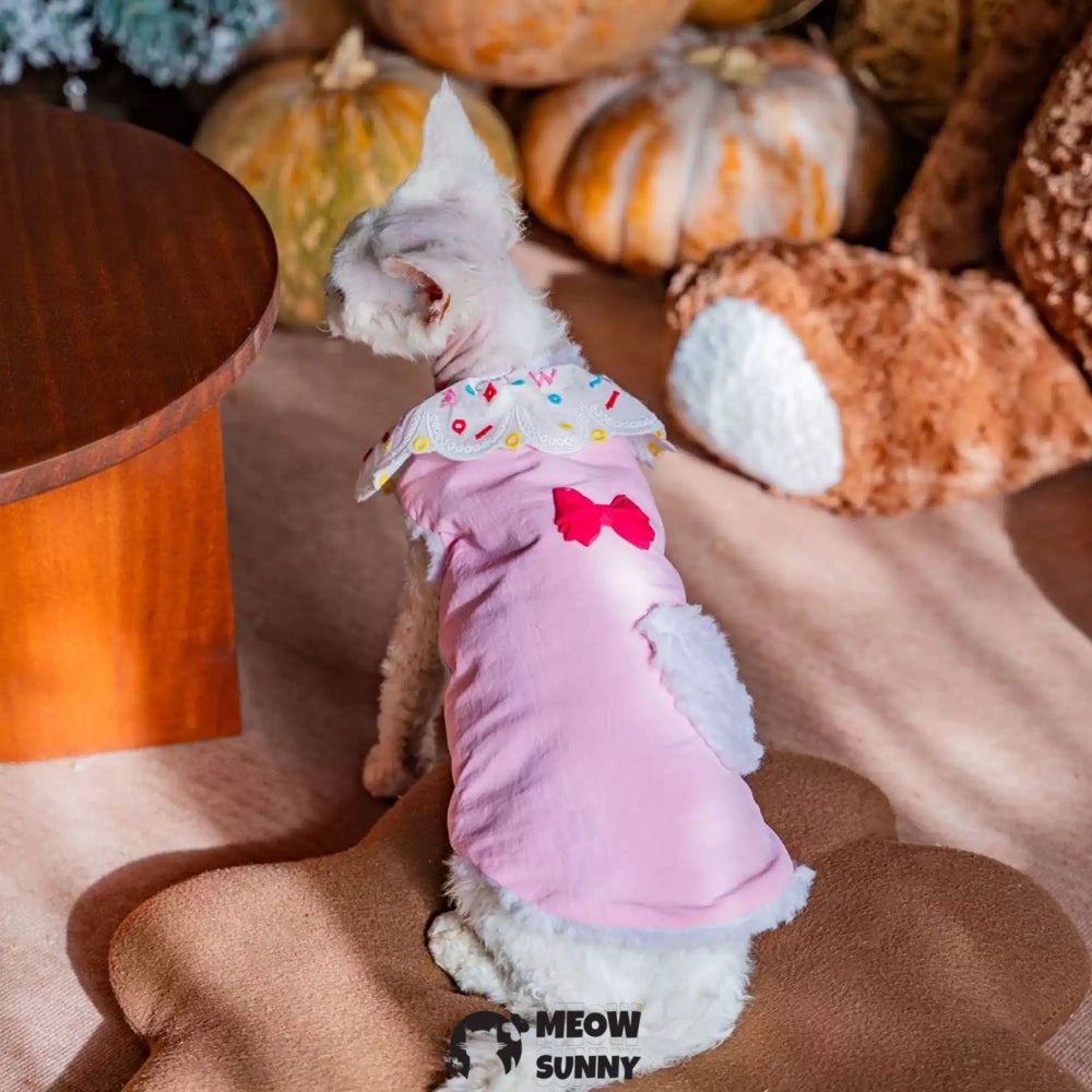 Sphynx Cat Breathable Stretch Summer Kitten Colored Big Bow Tie Shirt