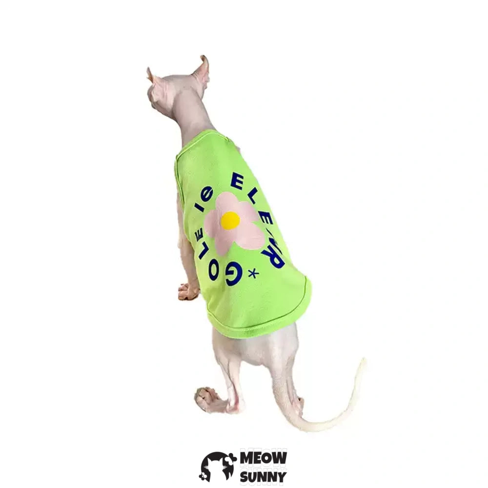 Sphynx Cat Breathable Stretchy Cat Summer Fashion vest,Flower Pattern