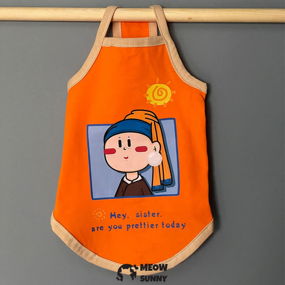 Sphynx Cat Breathable Stretchy Cat Summer Fashion vest,Oil painting