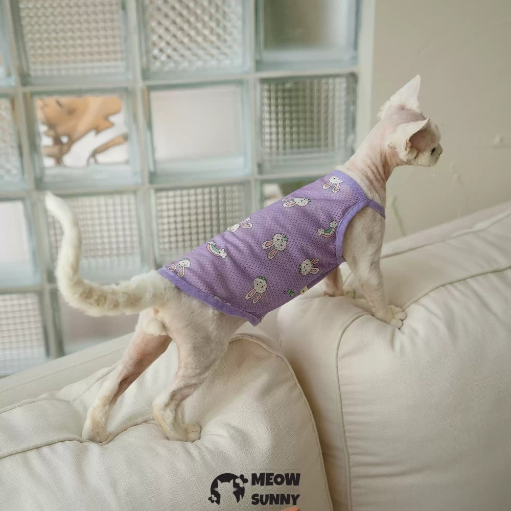 Sphynx Cat Breathable Stretchy Cat Summer Vest, Soft Hairless Shirt