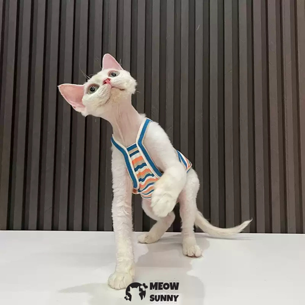 Sphynx Cat Breathable Stretchy Cat Summer Vest,Striped