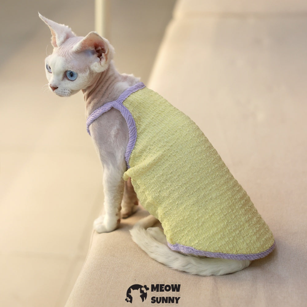 Sphynx Cat Breathable Stretchy Cat Summer Vest,Yellow