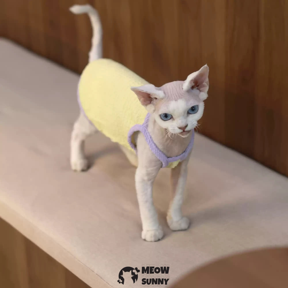 Sphynx Cat Breathable Stretchy Cat Summer Vest,Yellow